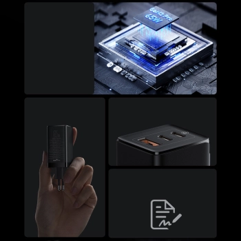  Szybka uniwersalna ładowarka sieciowa GaN3 PRO 2x USB-C / USB + kabel USB-C 65W - biały - zdj. dodatkowe 7