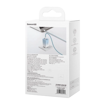  Szybka ładowarka sieciowa GaN 2x USB-C / USB 65W QC PD - niebieski - zdj. dodatkowe 5