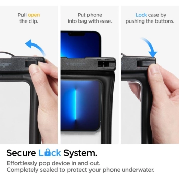  Wodoodporne do 30m etui ochronne pokrowiec do telefonu do 8'' + smycz - czarne - zdj. dodatkowe 10