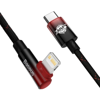  Kabel przewód kątowy MVP 2 z bocznym wtykiem USB-C / iPhone Lightning 2m - czerwony - zdj. dodatkowe 1