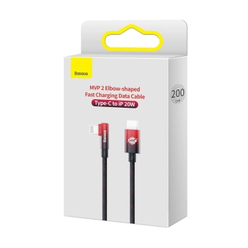  Kabel przewód kątowy MVP 2 z bocznym wtykiem USB-C / iPhone Lightning 2m - czerwony - zdj. dodatkowe 4