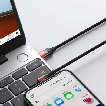  Kabel przewód kątowy MVP 2 z bocznym wtykiem USB-C / iPhone Lightning 2m - czerwony - zdj. dodatkowe 8