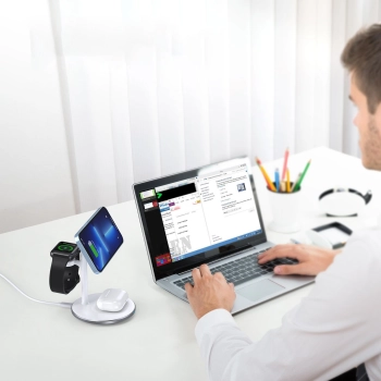  Ładowarka stacja ładująca Apple T585-F 3w1 iPhone 12/13 AirPods Pro Watch - biały - zdj. dodatkowe 10