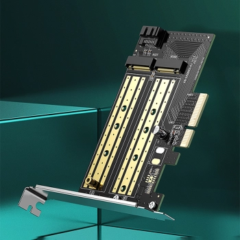  Karta rozszerzeń adapter PCIe 3.0 x4 dodatkowe dwa sloty SSD M.2 M-Key i M.2 B-Key - zdj. dodatkowe 1