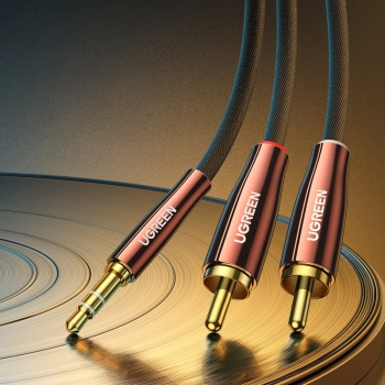  Kabel przewód miedziany audio 3.5mm mini jack - 2x RCA 2m - zdj. dodatkowe 1