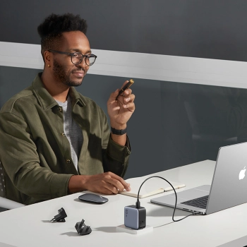  Uniwersalna ładowarka sieciowa GaN USB 2xUSB-C wtyczki EU / UK / US - czarna - zdj. dodatkowe 1