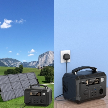  Przenośna turystyczna stacja zasilania powerbank 484Wh 500W LED - czarna - zdj. dodatkowe 3