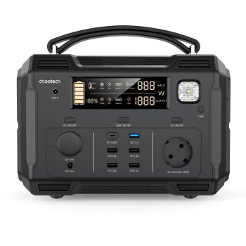  Przenośna turystyczna stacja zasilania powerbank 484Wh 500W LED - czarna - zdj. dodatkowe 4
