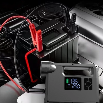  4w1 Rozruch auta Jump Starter + powerbank 8000mAh + kompresor + latarka LED - czarny - zdj. dodatkowe 9