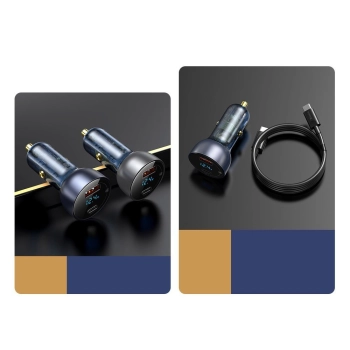  Ładowarka samochodowa USB + USB-C 65W Quick Charge ekran LCD szary - zdj. dodatkowe 10