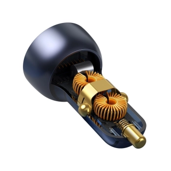  Ładowarka samochodowa USB + USB-C 65W Quick Charge ekran LCD szary - zdj. dodatkowe 1