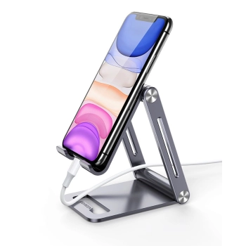  Solidna składana podstawka na telefon tablet metalowa aluminiowa szary - zdj. dodatkowe 6