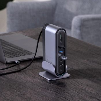  Wielofunkcyjny HUB replikator rozdzielacz portów czytnik kart wtyczki EU CN UK szary - zdj. dodatkowe 10