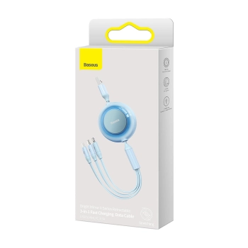  Kabel przewód 3w1 ze zwijaczem USB microUSB Apple USB-C 3.5A 1.1m błękitny - zdj. dodatkowe 4