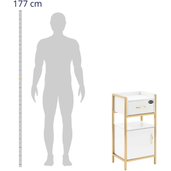  Szafka kosmetyczna fryzjerska 1 szafka 1 szuflada 38 x 32 x 82 cm - biało złota - zdj. dodatkowe 2