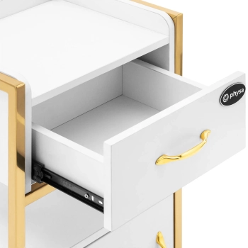  Szafka kosmetyczna fryzjerska 1 szafka 1 szuflada 38 x 32 x 82 cm - biało złota - zdj. dodatkowe 3