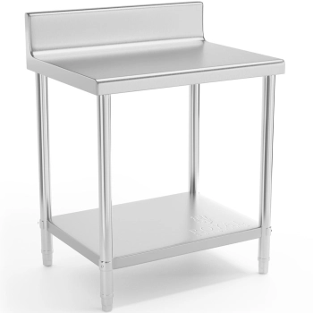  Stół blat roboczy stalowy nierdzewny przyścienny z rantem i półką 80x60cm - zdj. dodatkowe 1