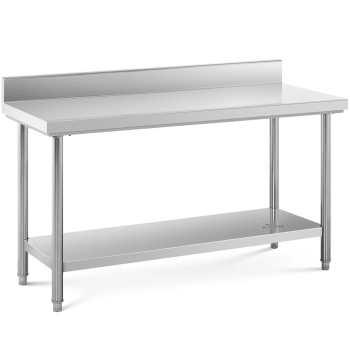  Stół blat roboczy stalowy nierdzewny przyścienny z rantem i półką 150x60cm - zdj. dodatkowe 1