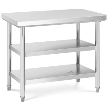  Stół blat roboczy stalowy nierdzewny z 2 półkami 100x70cm - zdj. dodatkowe 1