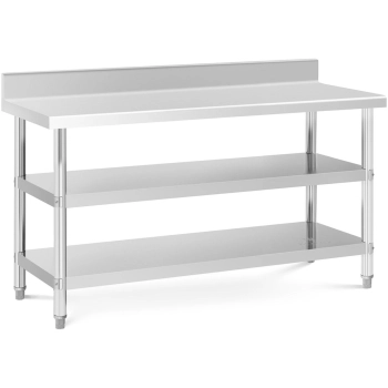  Stół blat roboczy stalowy nierdzewny przyścienny z rantem 2 półki 150x60cm - zdj. dodatkowe 1