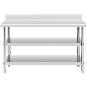  Stół blat roboczy stalowy nierdzewny przyścienny z rantem 2 półki 150x60cm - zdj. dodatkowe 4