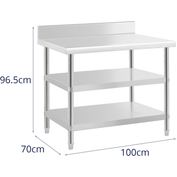  Stół blat roboczy stalowy nierdzewny przyścienny z rantem 2 półki 100x70cm - zdj. dodatkowe 4