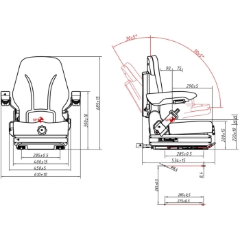  Siedzenie fotel regulowany z podłokietnikami i pasem do ciągnika siedzisko 42x47cm - zdj. dodatkowe 9