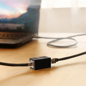  Złączka sieciowa łącznik kabli sieciowych Ethernet RJ45 10Gbps czarny - zdj. dodatkowe 2