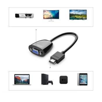  Przejściówka adapter przewód z HDMI męski do VGA żeński FHD czarny - zdj. dodatkowe 2