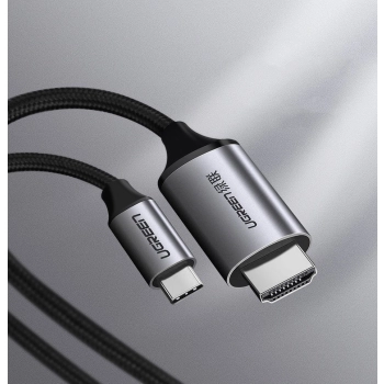  Kabel przewód przejściówka HDMI - USB-C 4K 60Hz 1.5m czarno-szary - zdj. dodatkowe 3
