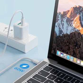  Kabel przewód USB-C - USB-C 480Mb/s 60W 1m biały - zdj. dodatkowe 5
