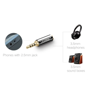 Przejściówka wtyczka Adapter audio jack 2.5mm męski do jack 3.5mm żeński czarny - zdj. dodatkowe 6