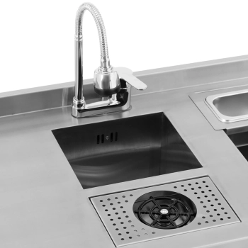  Stacja barmańska stół zlew barmański z myjką i pojemnikami na lód stal nierdzewna - zdj. dodatkowe 1