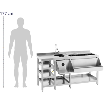  Stacja barmańska stół zlew barmański z myjką i pojemnikami na lód stal nierdzewna - zdj. dodatkowe 2
