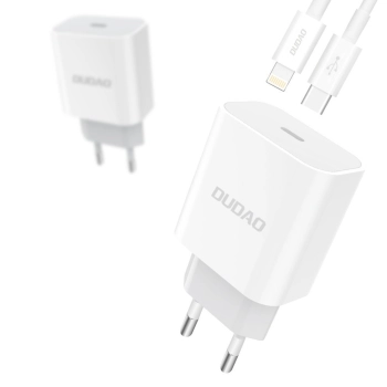 Szybka ładowarka sieciowa EU USB-C PD + przewód Lightning do iPhone 1m biały - zdj. dodatkowe 4