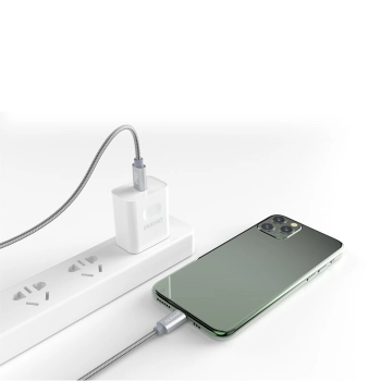  Wytrzymały kabel przewód do iPhone USB-C - Lightning Power Delivery 45W 1m szary - zdj. dodatkowe 3