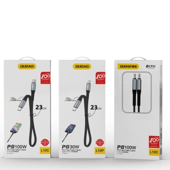  Kabel przewód płaski króki USB-C - USB-C L10C PD 100W 23cm czarny - zdj. dodatkowe 4
