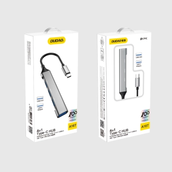 Adapter rozdzielacz HUB z gniazda USB-C na 4x USB czarny szary