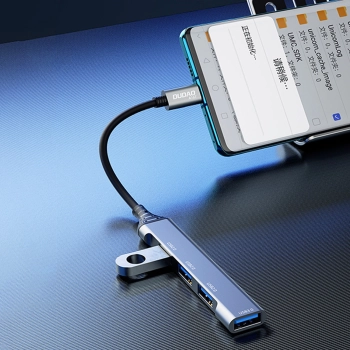  Adapter rozdzielacz HUB z gniazda USB-C na 4x USB czarny szary - zdj. dodatkowe 3