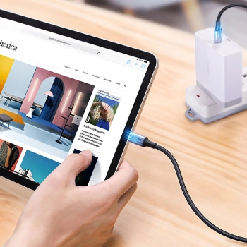  Kabel przewód USB-C Power Delivery 100W Quick Charge FCP 5A 3m szary - zdj. dodatkowe 2