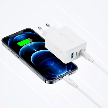  2w1 Ładowarka sieciowa 2x USB-C USB 65W + kabel USB-C biały - zdj. dodatkowe 10