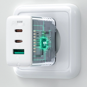  2w1 Ładowarka sieciowa 2x USB-C USB 65W + kabel USB-C biały - zdj. dodatkowe 7