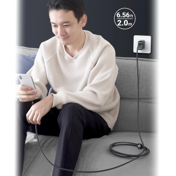  Kabel przewód w oplocie USB-C 100W 20V 5A 2m czarny - zdj. dodatkowe 10