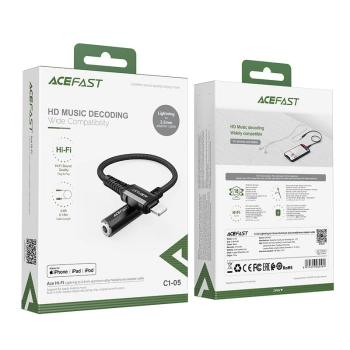  Przejściówka adapter audio AUX do iPhone MFI Lightning - 3.5mm mini jack 18cm czarny - zdj. dodatkowe 4
