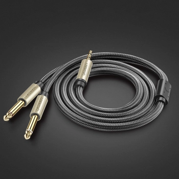  Kabel przewód rozdzielacz audio mini jack 3.5 mm - 2x jack 6.35mm 1m szary - zdj. dodatkowe 7