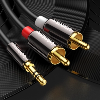  Kabel przewód audio 3.5 mm mini jack - 2RCA 1.5m czarny - zdj. dodatkowe 7