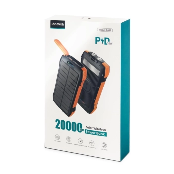  Powerbank solarny słoneczny indukcyjny 20000mAh PD QC Qi pomarańczowy - zdj. dodatkowe 4