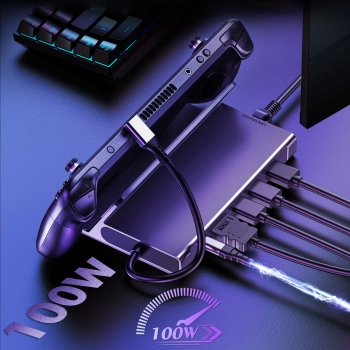  HUB Adapter do Steam Deck USB-C USB-A HDMI RJ45 PD szary - zdj. dodatkowe 1