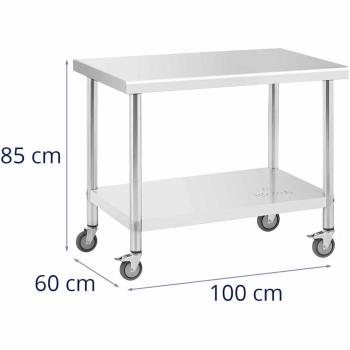  Stół blat roboczy centralny stalowy na kółkach z półką 100 x 60 cm - zdj. dodatkowe 4