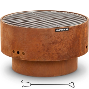  Palenisko ogrodowe z rusztem i pogrzebaczem 60 x 60 x 34.5 cm - efekt rdzy - zdj. dodatkowe 1